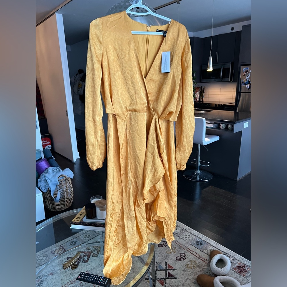 Guess Gold/Yellow Wrap Dress - Empire Waisted